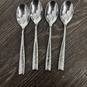 Set Of 4 Hampton CAROLINA Stainless  Spoons Hammered Flatware 7 7/8"